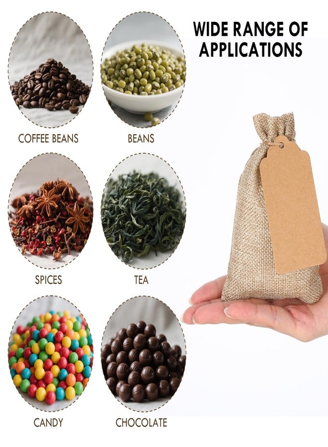 Lemecima 100 Pcs Burlap Gift Bags with 100 Pcs brown Paper Gift Tags with Drawstring Favor Bulk Burlap Sack Bags for DIY Wedding Party Craft(4 x 6 Inch,Light Brown) - Image 4